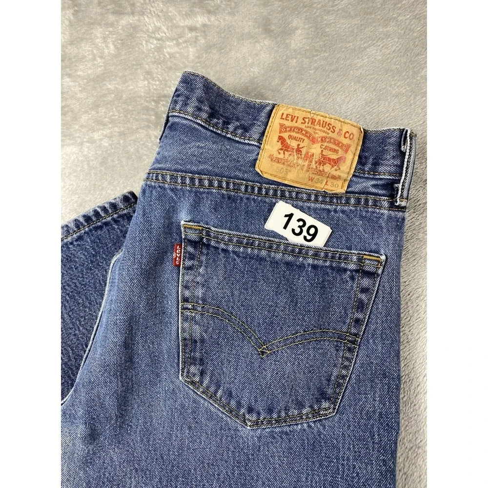 Levi's 505 Men's Jeans 34x30 Straight Leg Y2K Vintage‎ Zip Fly Denim Blue
